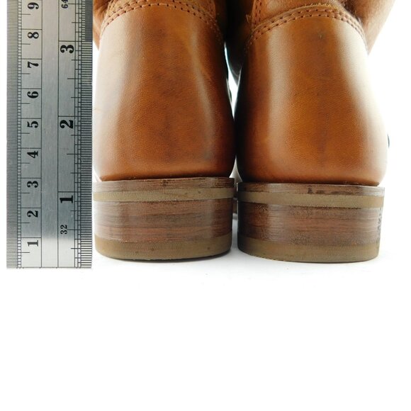 FRYE Cognac Brown Soft Leather Buckled Slouch Moto Boots 7.5 - Picture 6 of 9